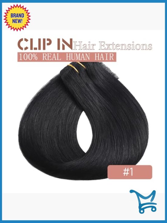 Clip In Hair Extensions Real Human Hair 14 Inch Silky Straight 80g Double Weft main image 6